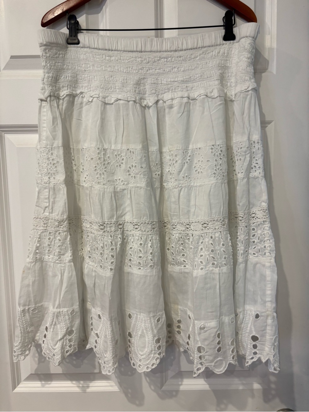 Michael Kors White Eyelet Tiered Midi Skirt - Picture 1 of 4